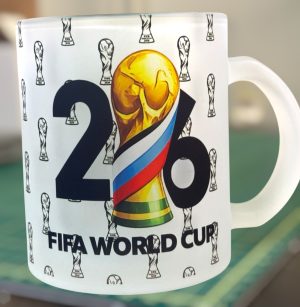Caneca vidro jateado com sua figurinha da seleção (Copa do Mundo 2026)